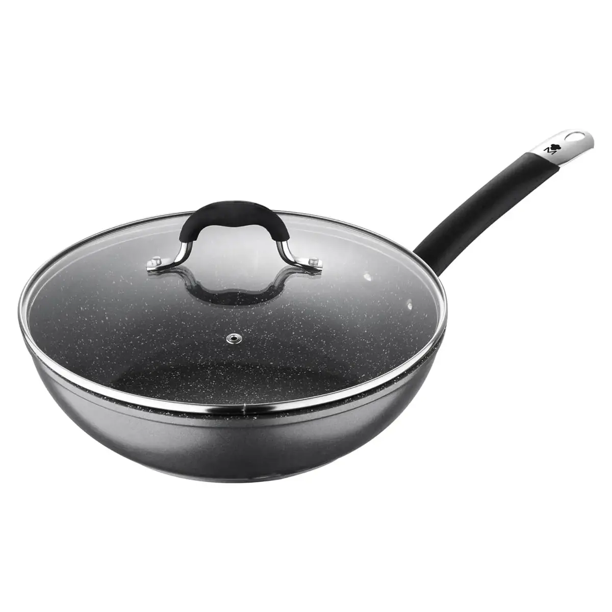 Masterpro Wok With Glass Lid Non-Stick Aluminium Induction 28Cm 1
