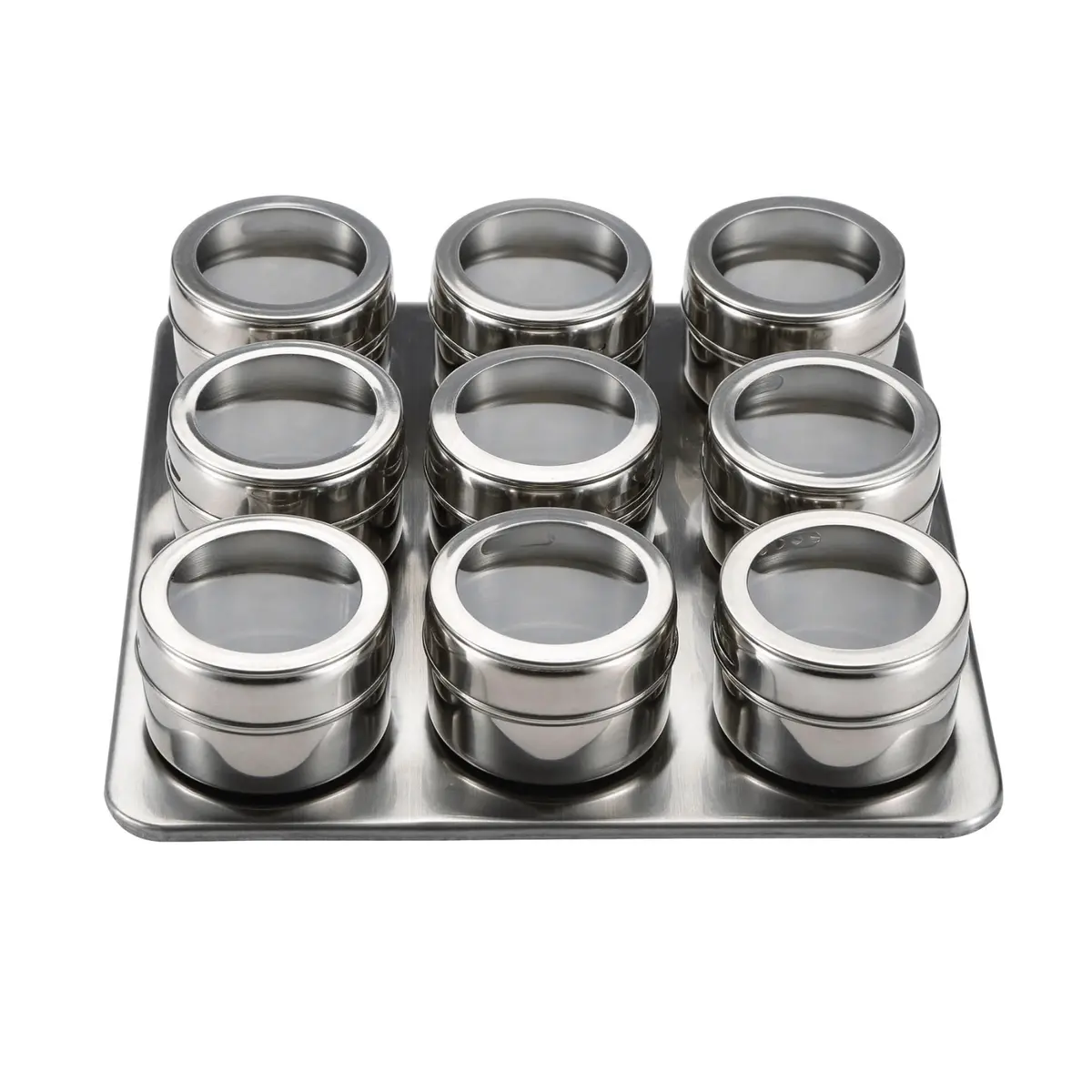 Masterpro Stainless Steel Magnetic 9 Jar Spice Rack Set Silver 1