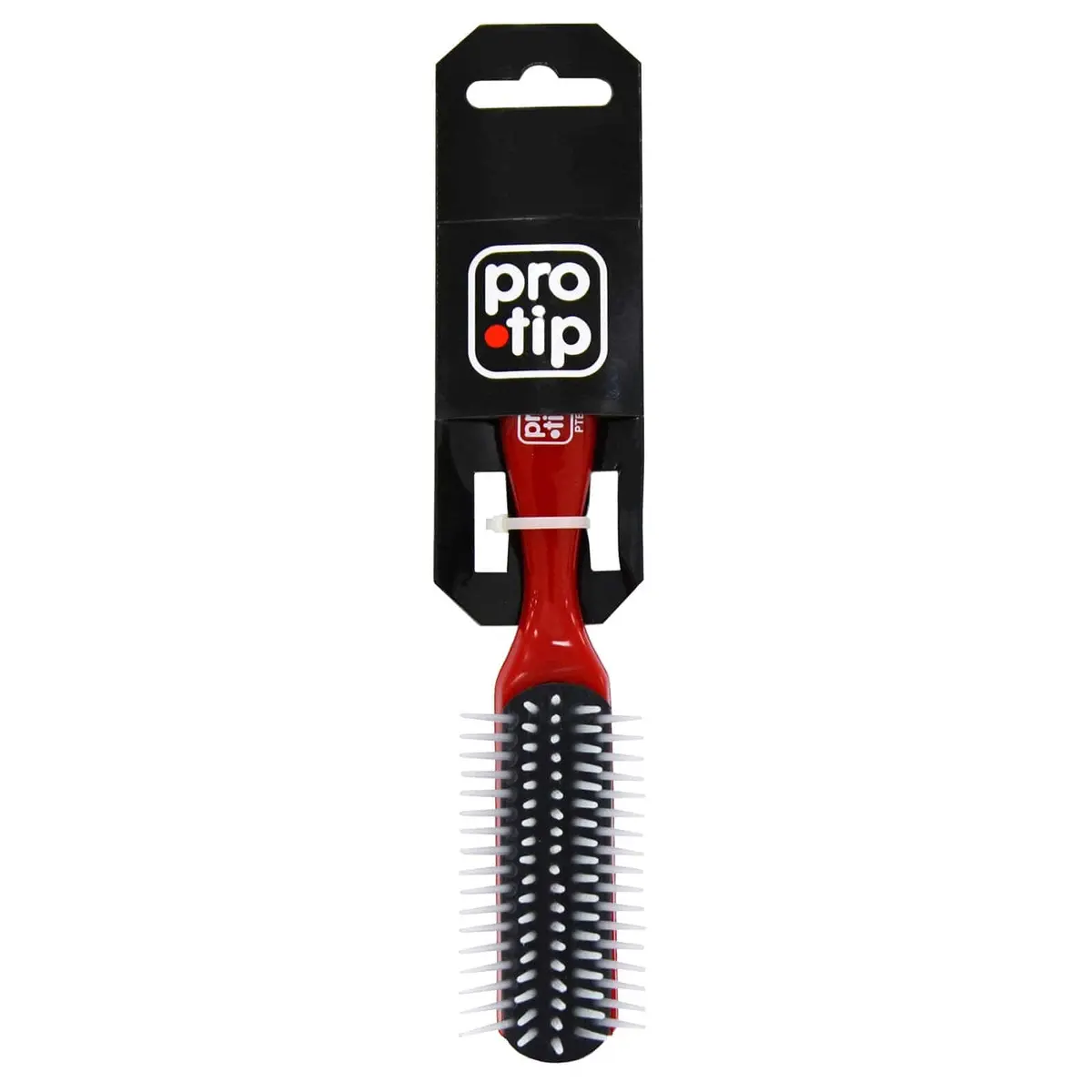 Pro Tip Styling Brush Black Cushion White Bristles Red Handle 1