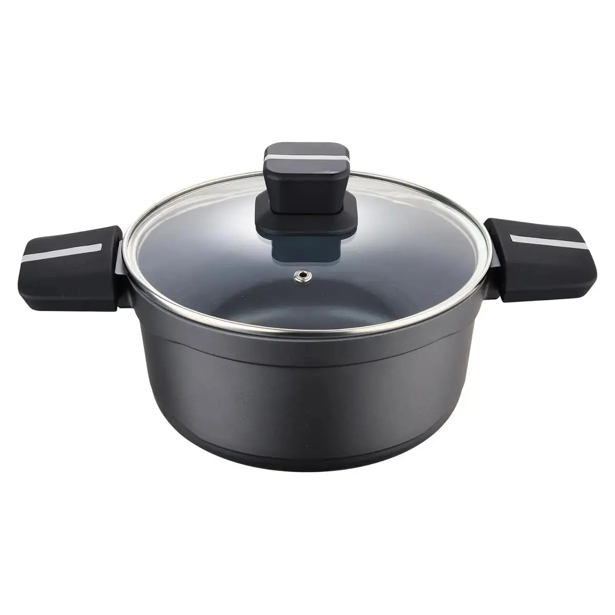 San Ignacio Bistro Casserole Dish With Glass Lid Cast Aluminium Black 1