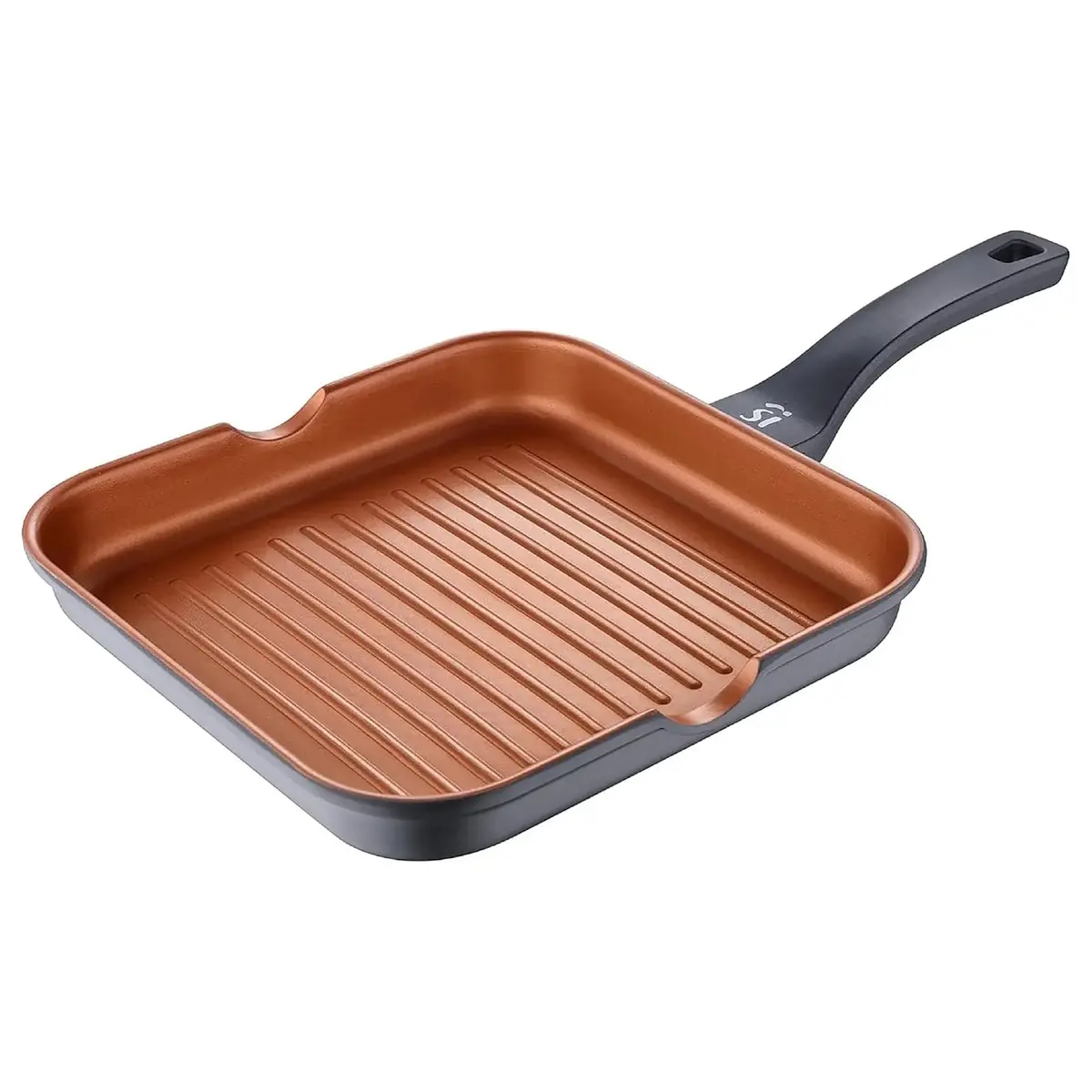 Bronze Grill Pan With Pouring Lip Non-Stick Cast Aluminium 28Cm 1