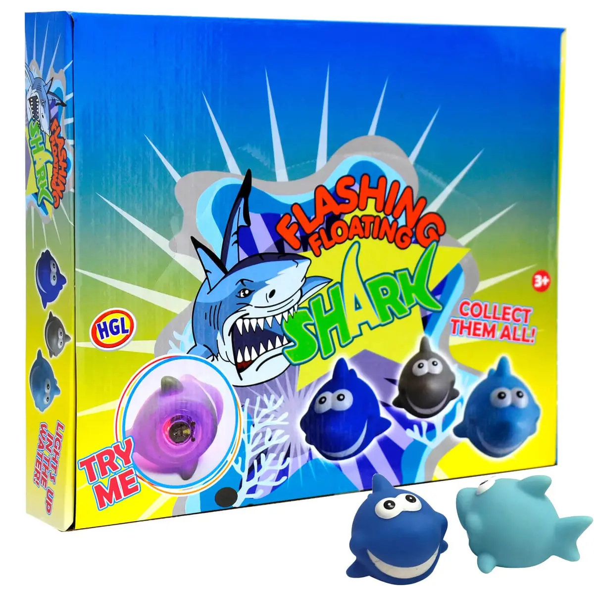 Pack Of 24 Flashing Floating Sharks Light Up Bath Toy Party Bag 1