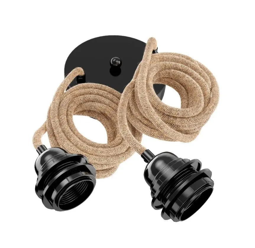Dubbele Jute Plafondkabel 2,50 M - Zwart 1