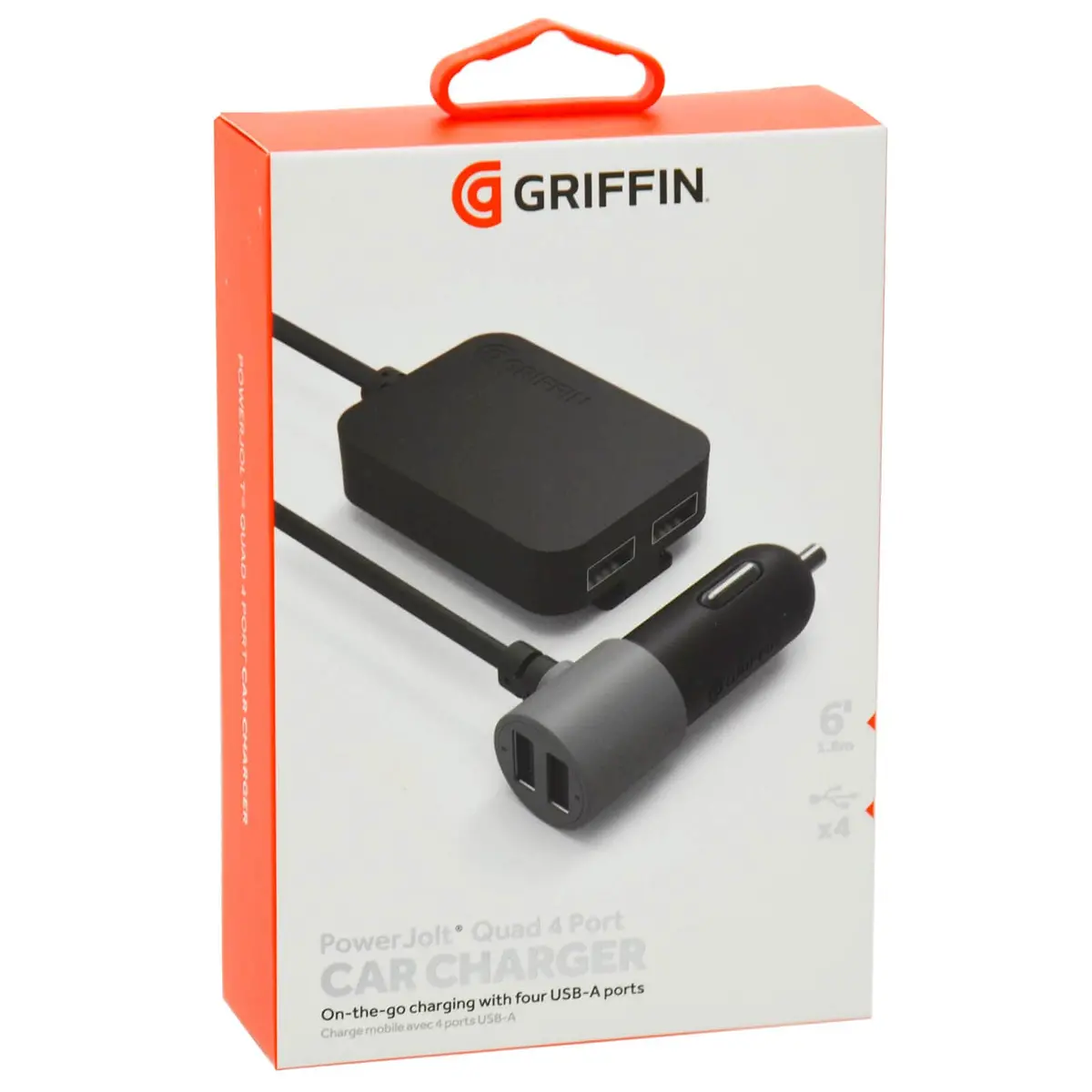 Griffin Car Charger Power Jolt Quad 4 Port Usb-A 1.8M Cable 1