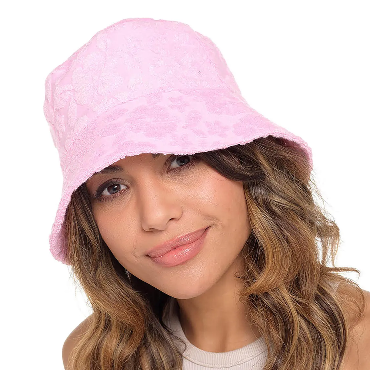 Womens Bucket Hat Floral Embossed Summer Festival Beach 1