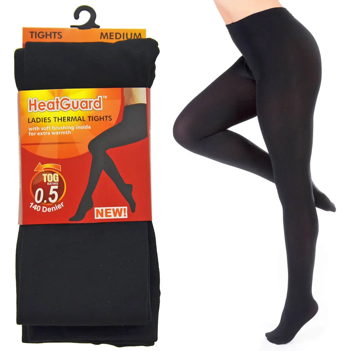 Womens Thermal Tights Black 140 Denier 0.5 Tog Heatguard 1