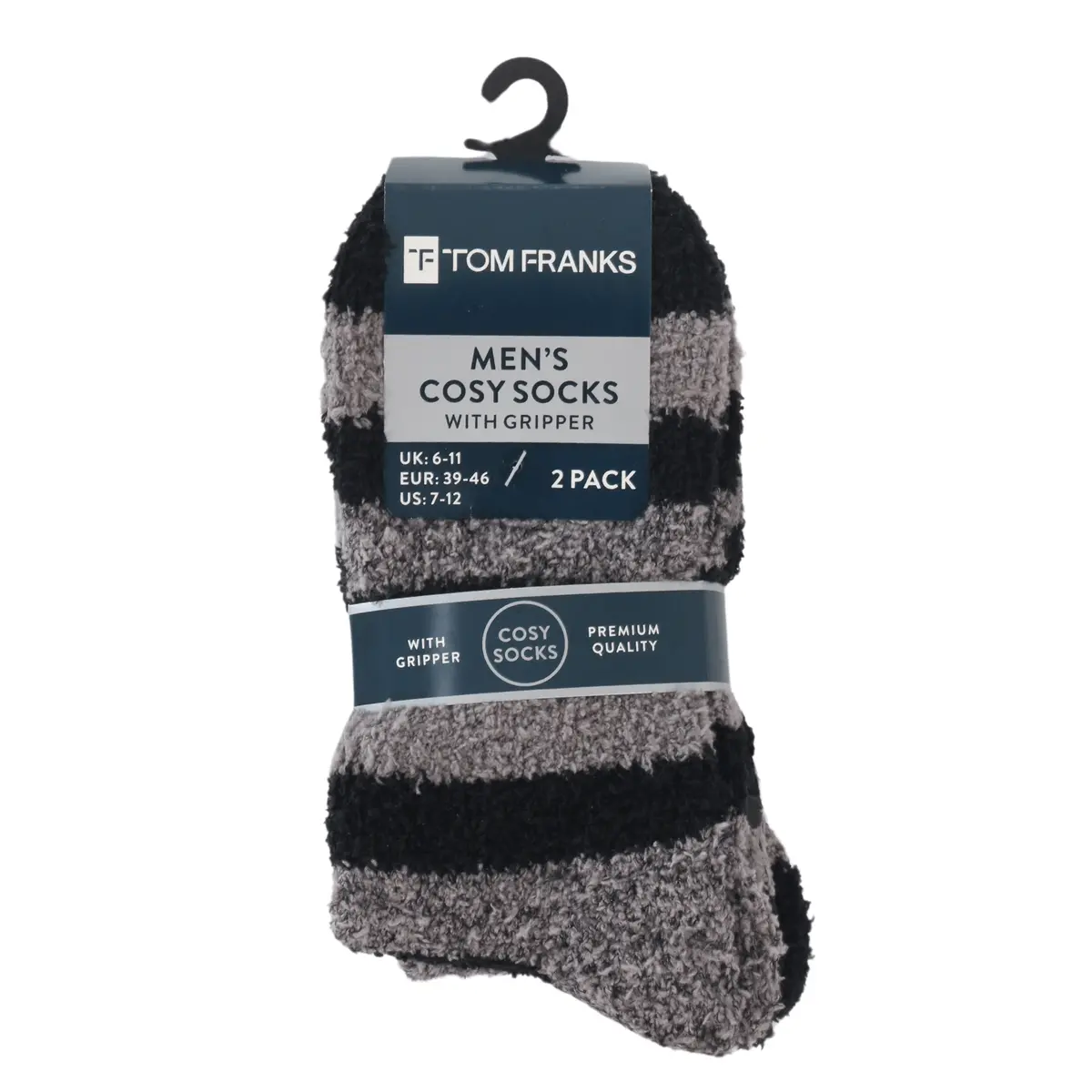 Tom Franks Mens Warm Cosy Socks Rubber Grips 2 Pack Size 6-11 1