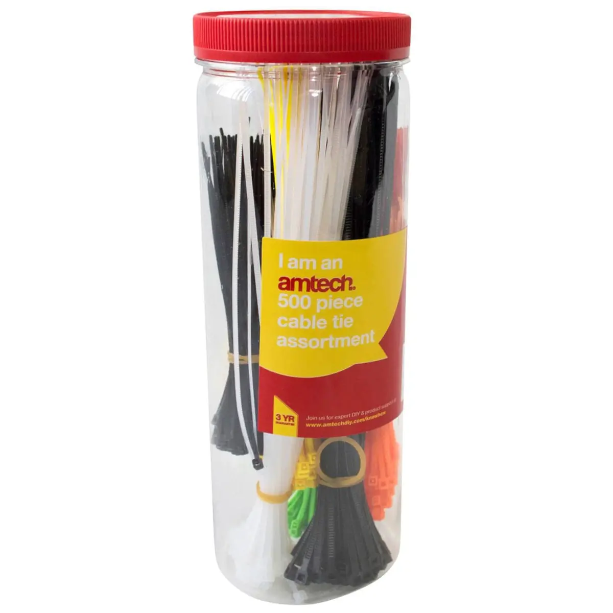 Amtech 500 Piece Assorted Cable Ties With Storage Tub 1