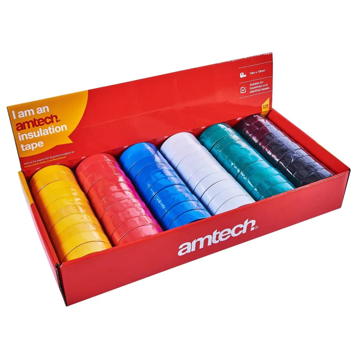 Amtech Electrical Insulation Tape Assorted Colours 1