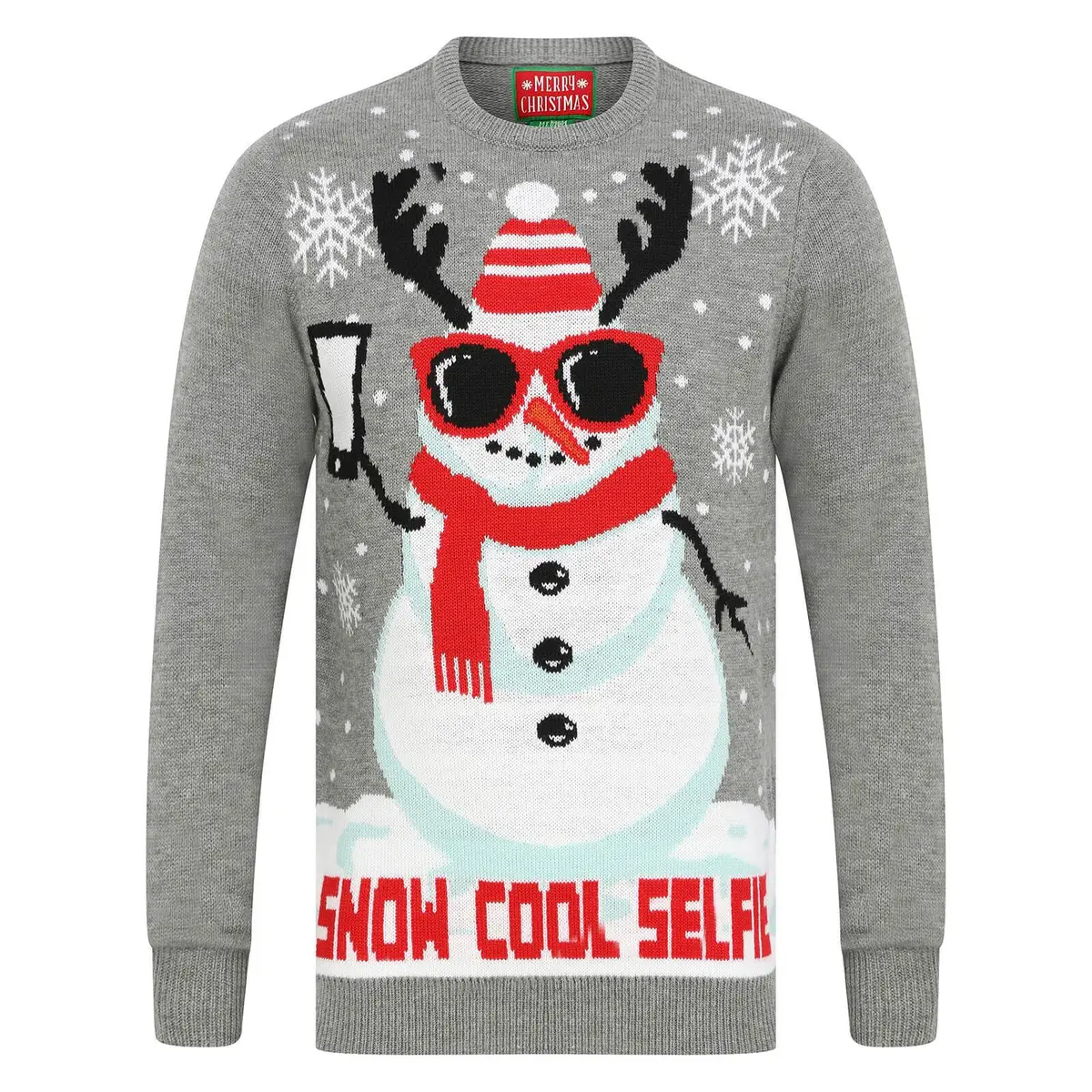 Mens Snowman Christmas Jumper Snow Cool Selfie 1