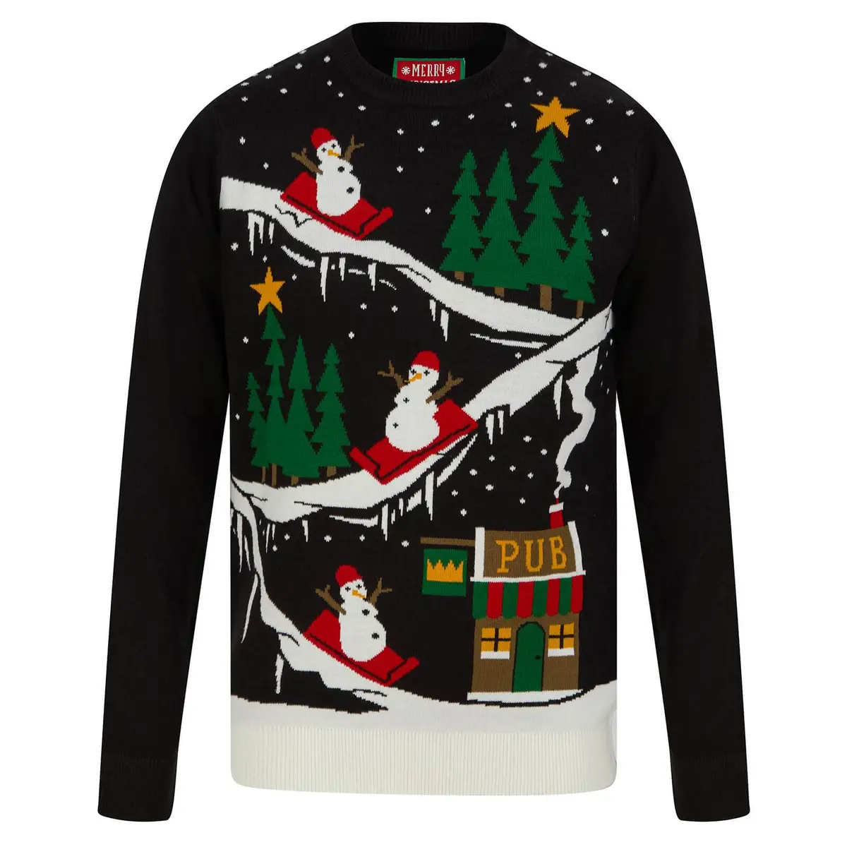 Mens To The Pub Snowman Christmas Jumper 1