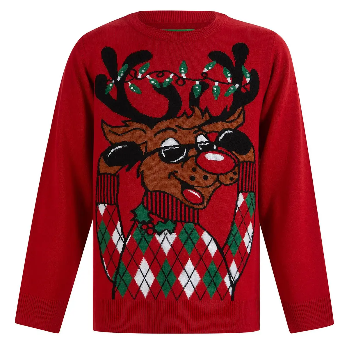 Kids Reindeer Christmas Jumper Cool Sunglasses Rudolph 1