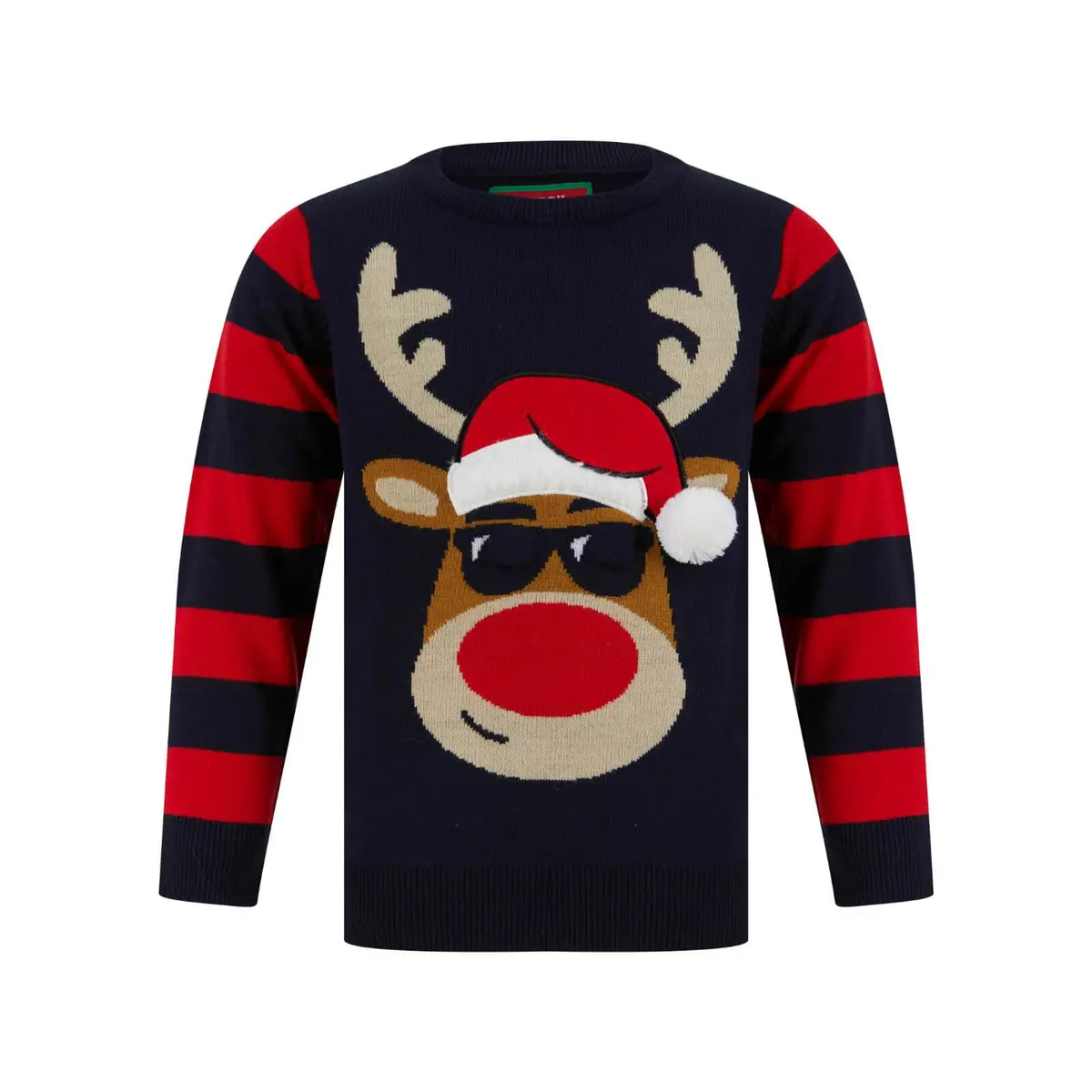 Kids Led Reindeer Christmas Jumper With Light Up Shades 1