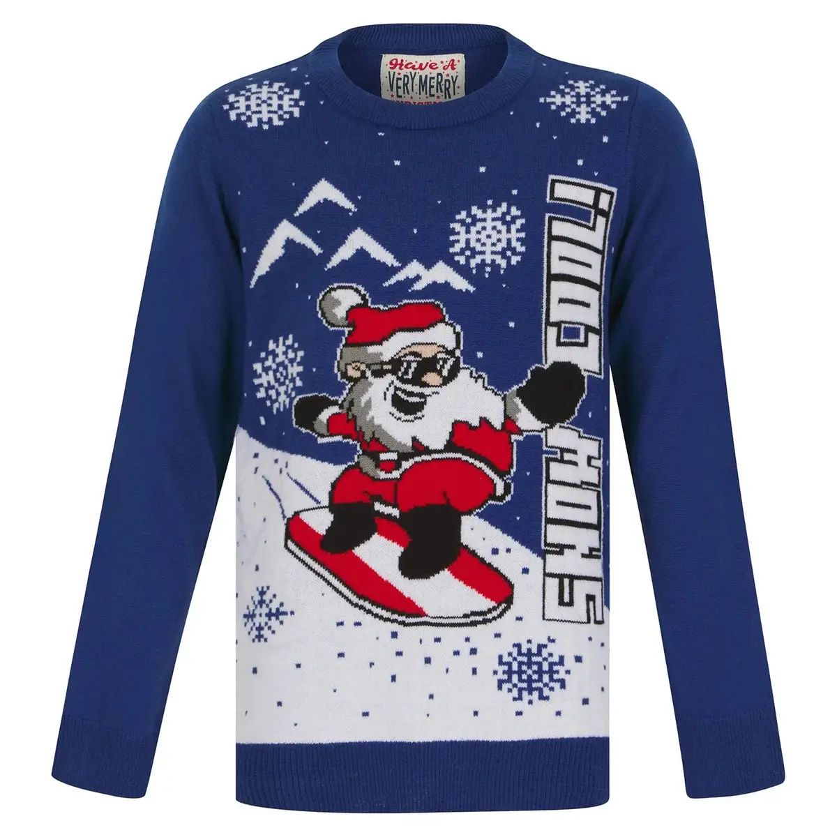 Kids Snow Cool Christmas Jumper Snowboarding Santa Festive Sweater 1