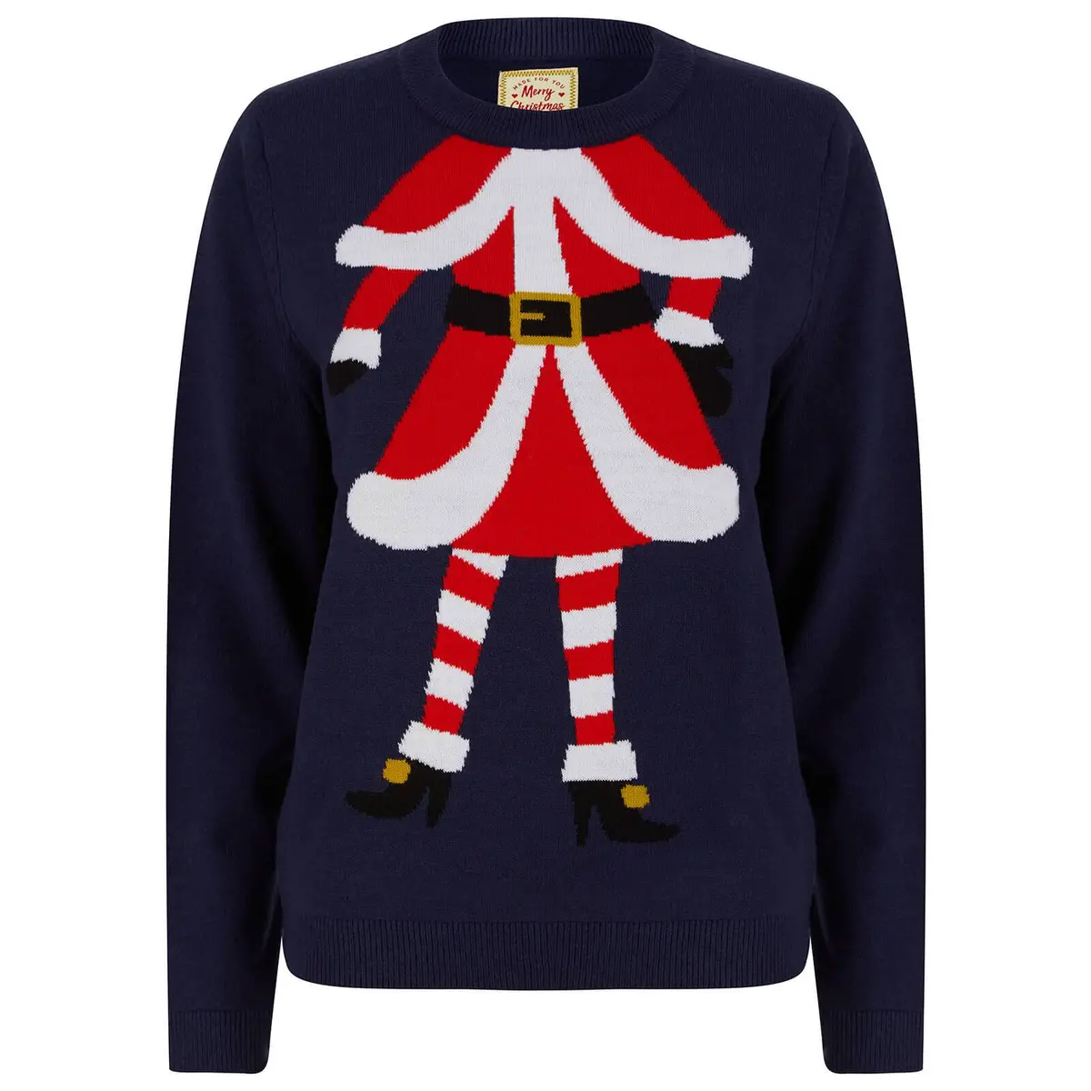 Womens Mrs Claus Christmas Jumper Navy Blue Xmas Sweater 1