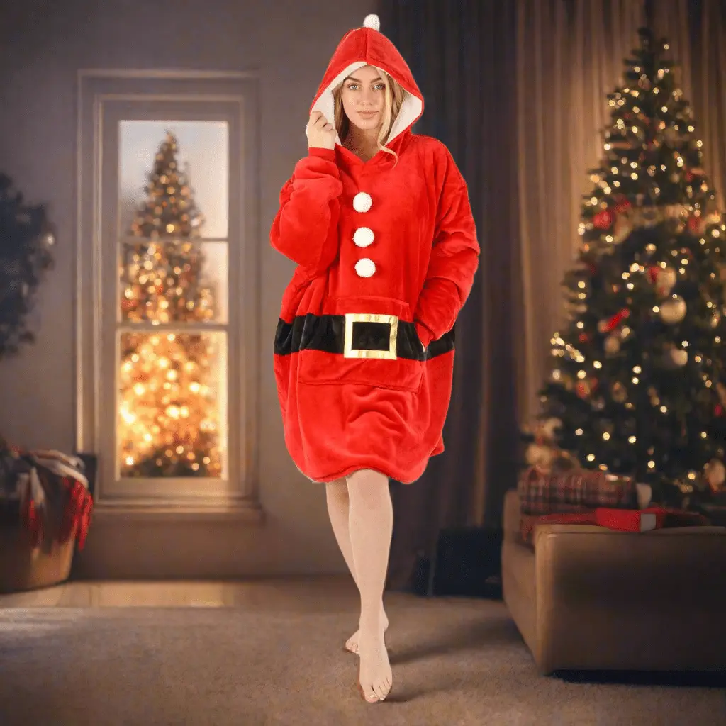 Adults Christmas Santa Hoodie Blanket Unisex Oversized Fleece Top Deal 1
