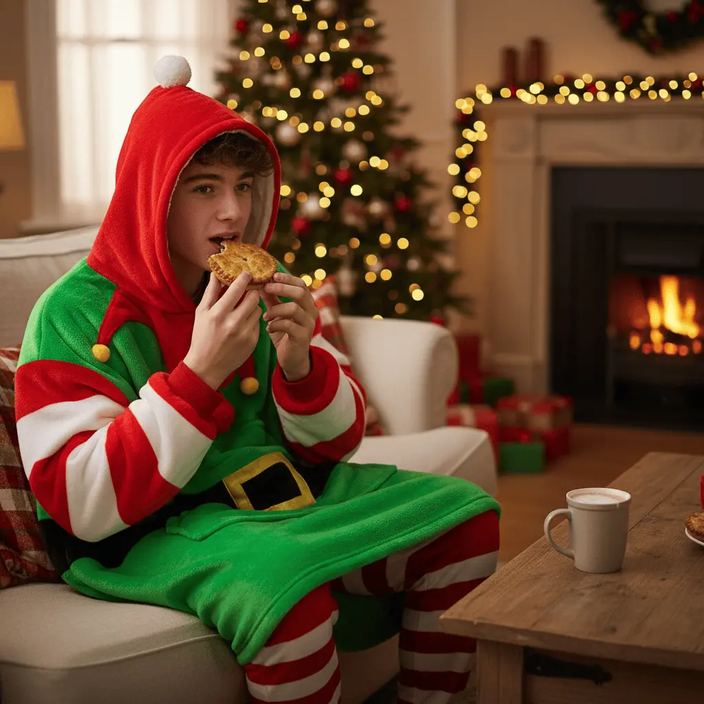 Kids Christmas Elf Hoodie Blanket Unisex Oversized Fleece Top 1
