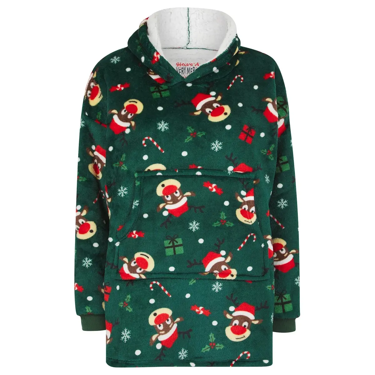 Kids Christmas Hoodie Blanket Festive Fleece Hooded Top One Size 3