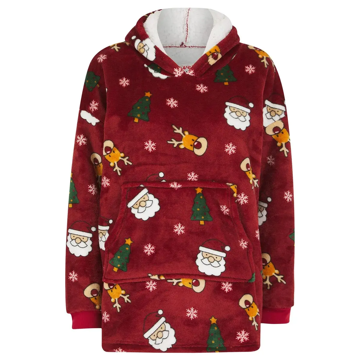 Kids Christmas Hoodie Blanket Festive Fleece Hooded Top One Size 2