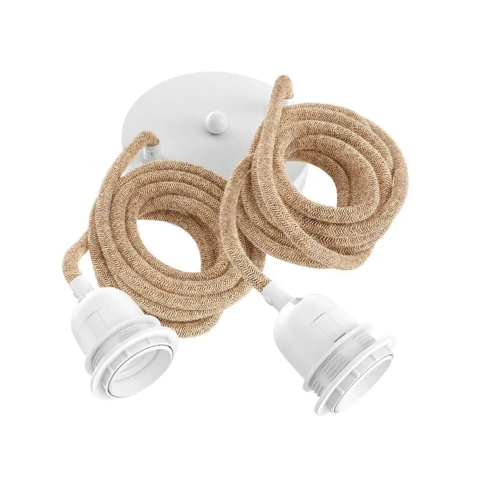Dubbele Jute Plafondkabel 2,50 M - Wit 1