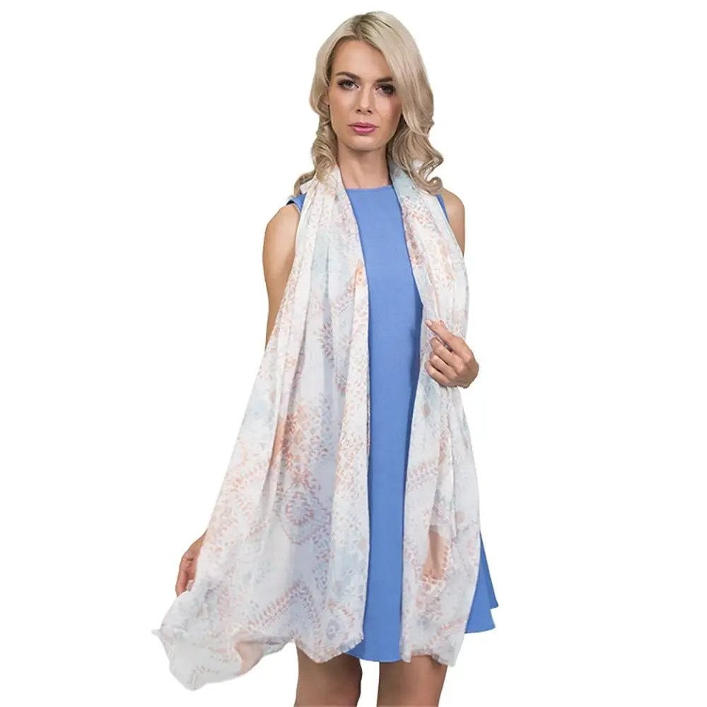 Womens Sheer Summer Scarf Pastel Print Cameron 1
