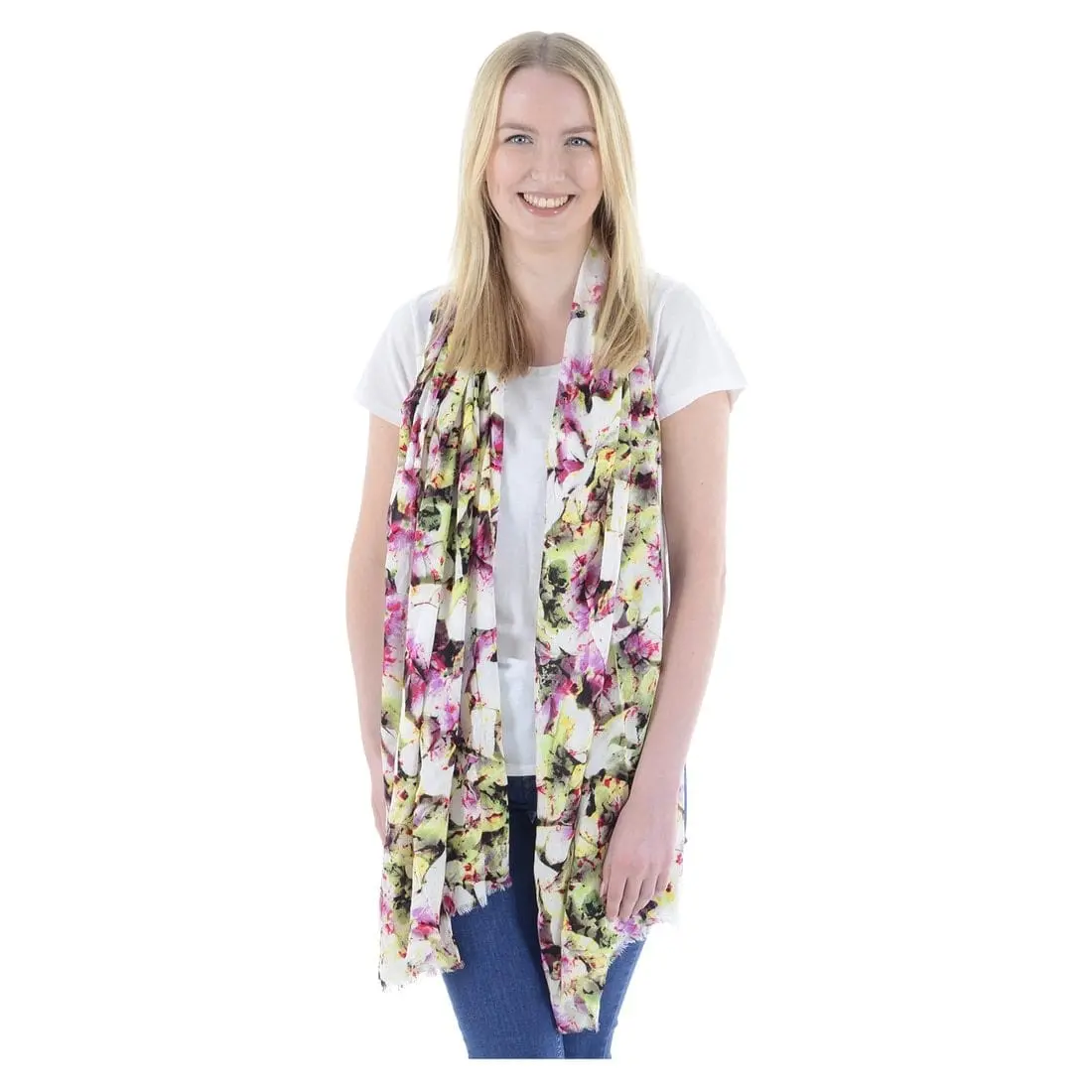 Womens Lightweight Summer Scarf Abstract Floral Print 1