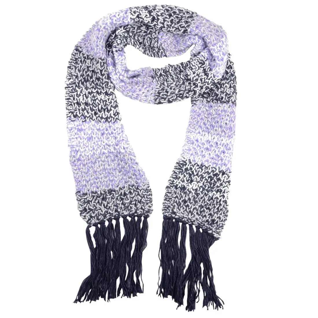 Womens Ontario Chunky Knit Scarf With Long Fringe Tassels 1