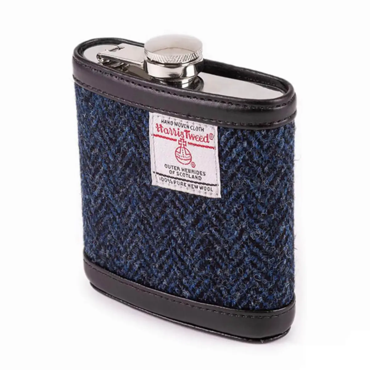 Totes Harris Tweed Hip Flask Herringbone Stainless Steel 6Oz 1