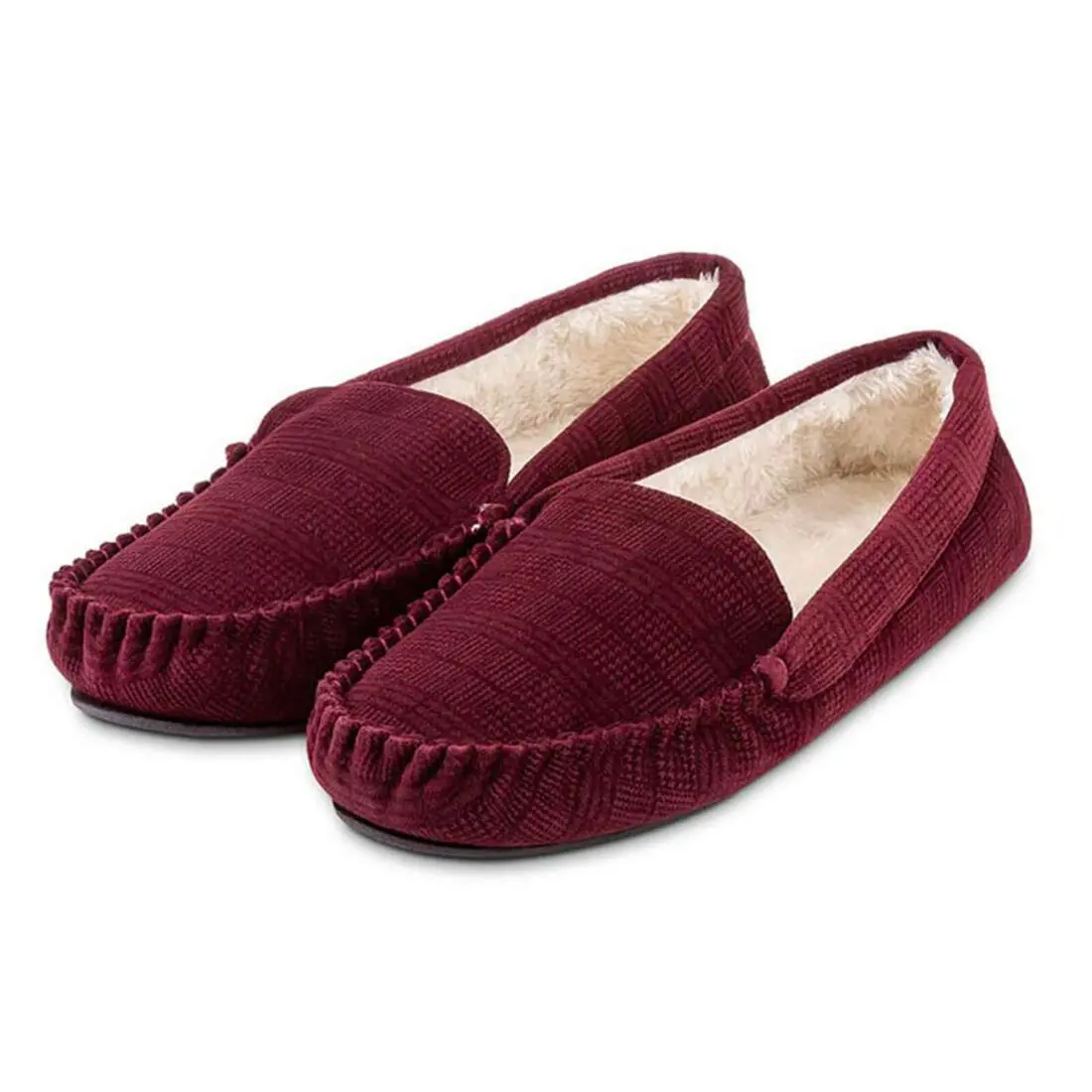 Totes Mens Velour Moccasin Slippers Sherpa Lining Comfort 1