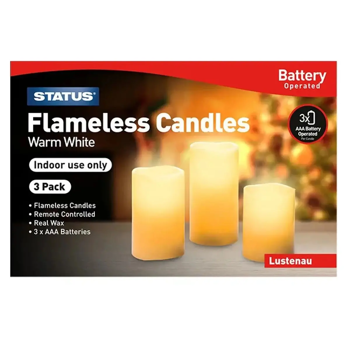 Set Of 3 Flameless Candles Remote Control Warm White 10-15Cm 1
