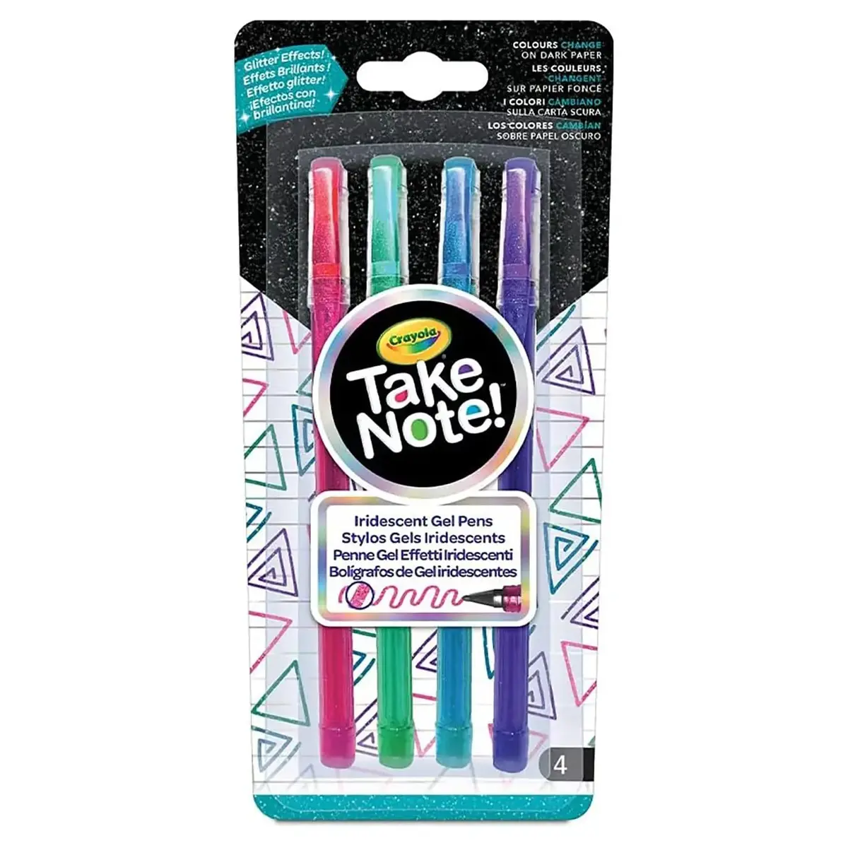 Crayola Pack Of 4 Iridescent Gel Pens Glitter Effects 1.0Mm Tip 1