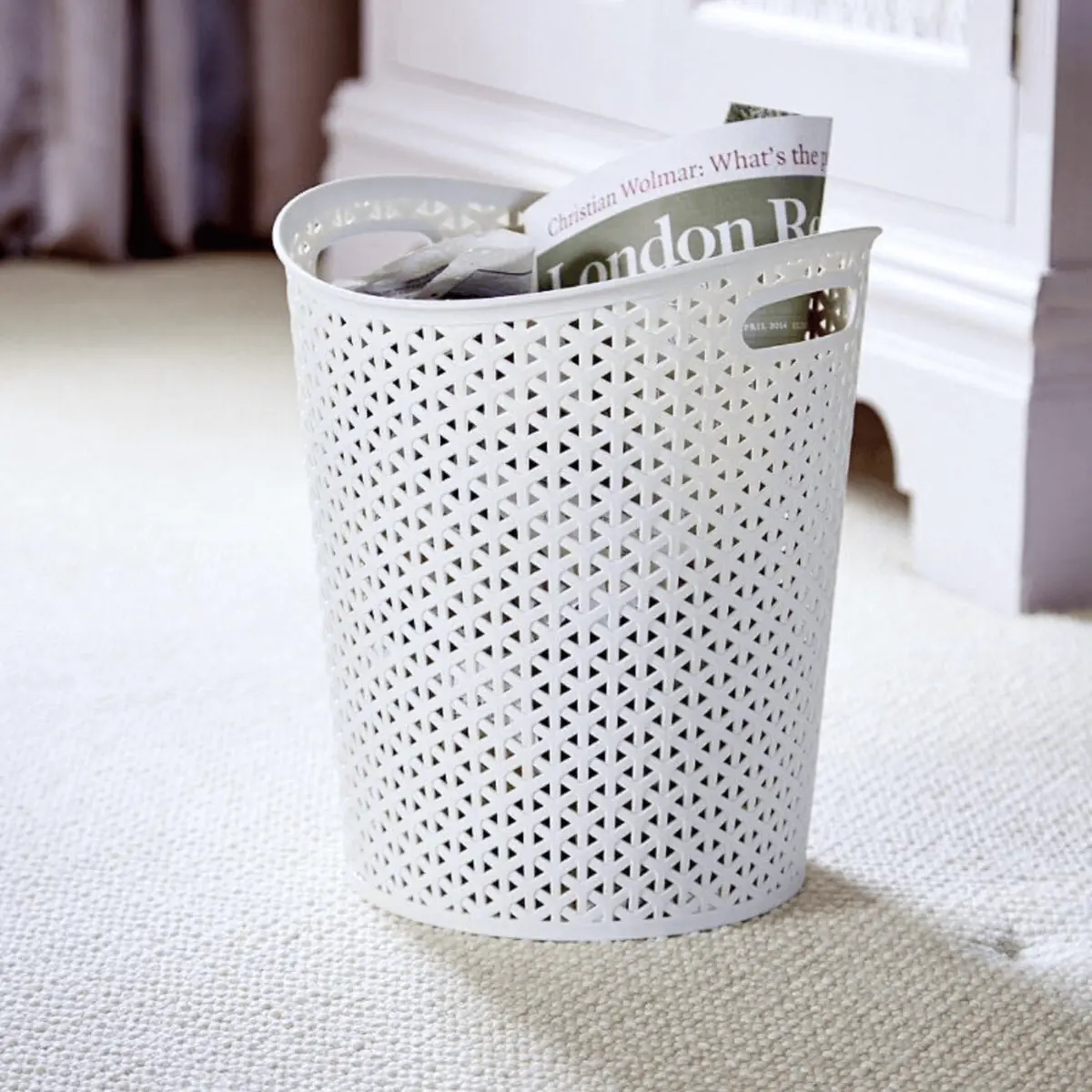 Curver My Style Round Waste Paper Basket Office Bin 13L Light Grey 1