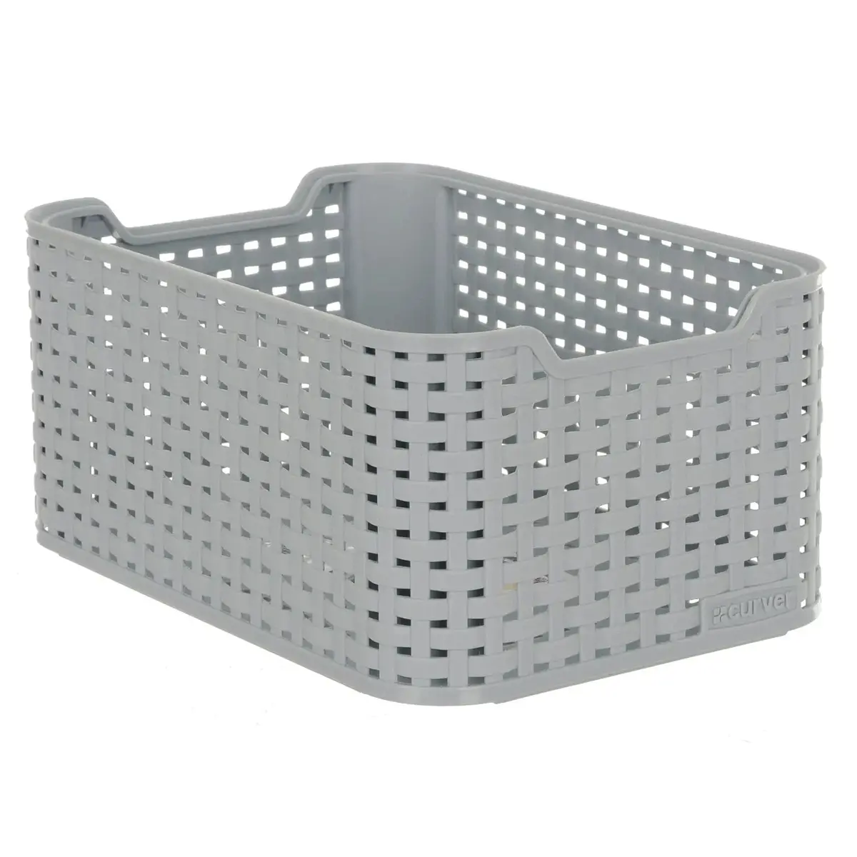Curver Style Small Rectangular Storage Basket Grey Plastic 6L 1