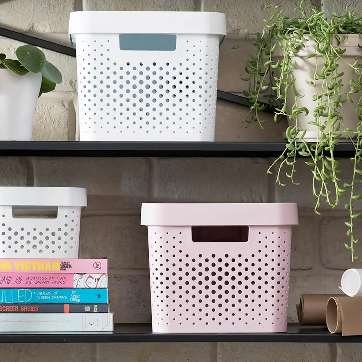 Curver Infinity Dots Home Storage Box Basket Crafts Garden Plastic 1