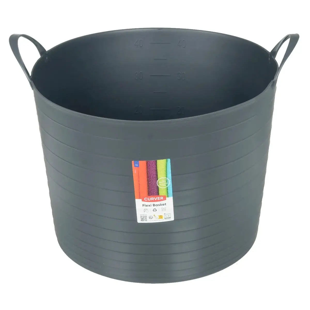 Curver 42L Flexi Tub With Handles Garden Home Farm Storage Grey 1