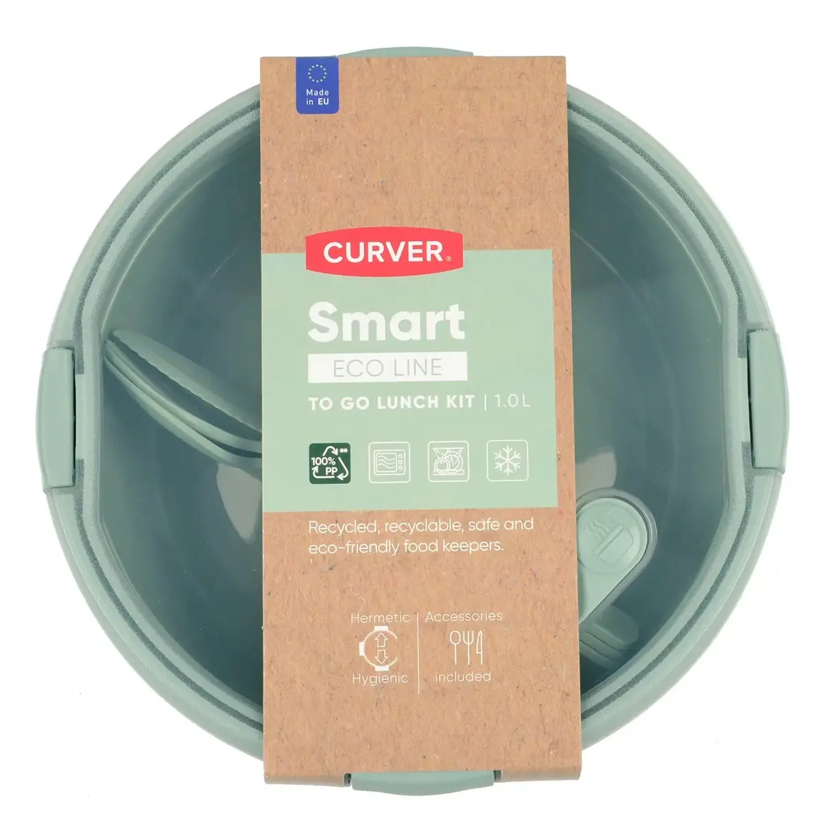 Curver Lunch To Go Kit With Cutlery Round Food Storage 1.0L 1