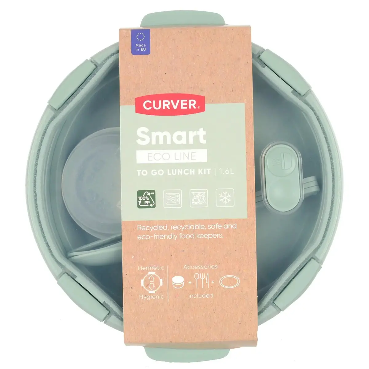 Curver Lunch To Go Kit With Accessories Round Food Storage 1.6L 1