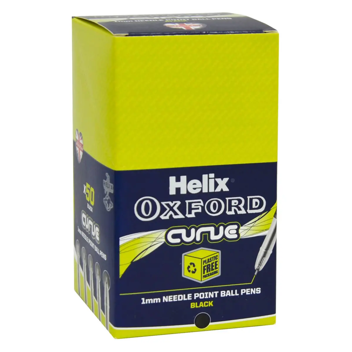 Box Of 50 Ball Pens Helix Oxford Curve 1Mm Needle Point 1