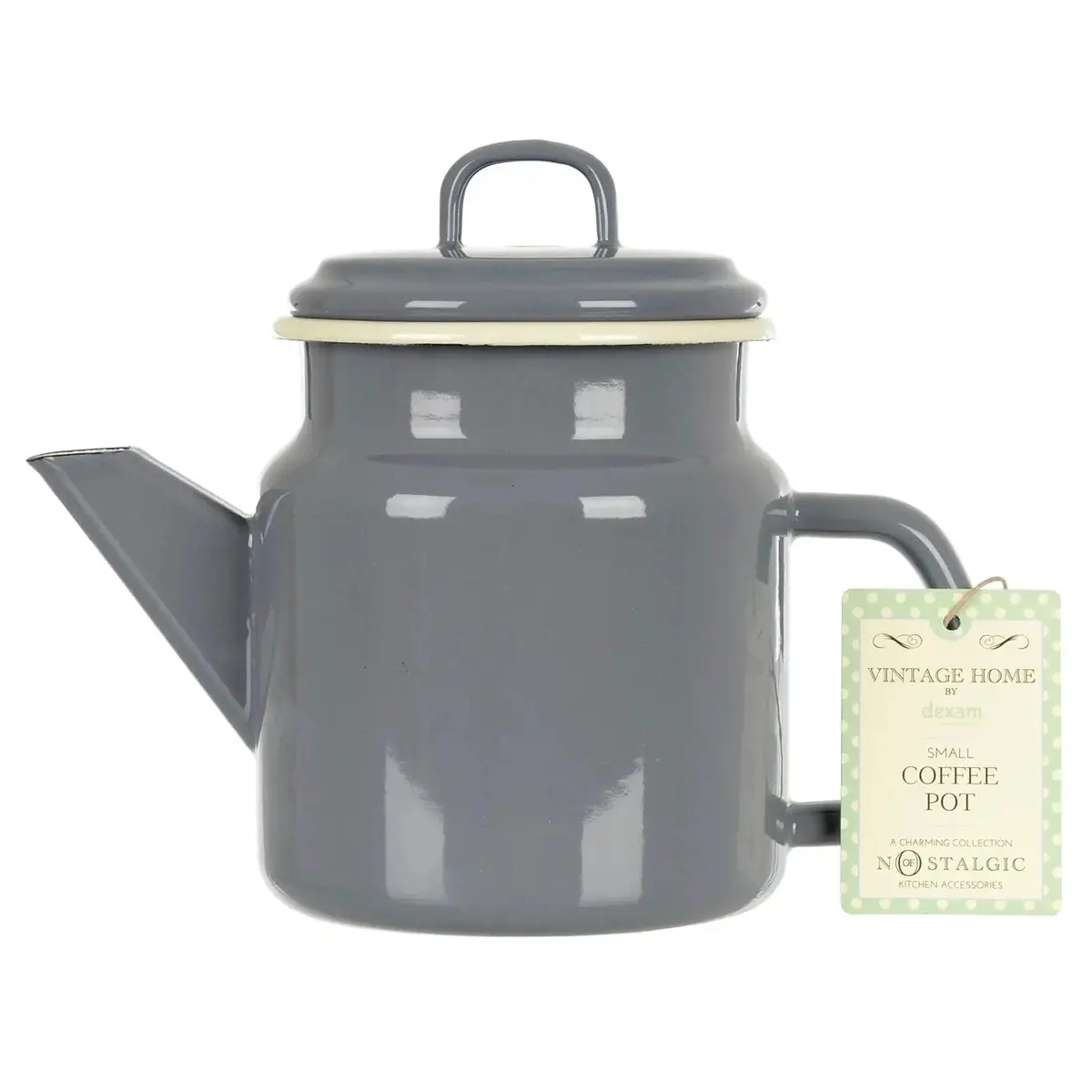 Vintage Home Small Coffee Pot Slate Grey Enamel Stovetop 1.2L 1