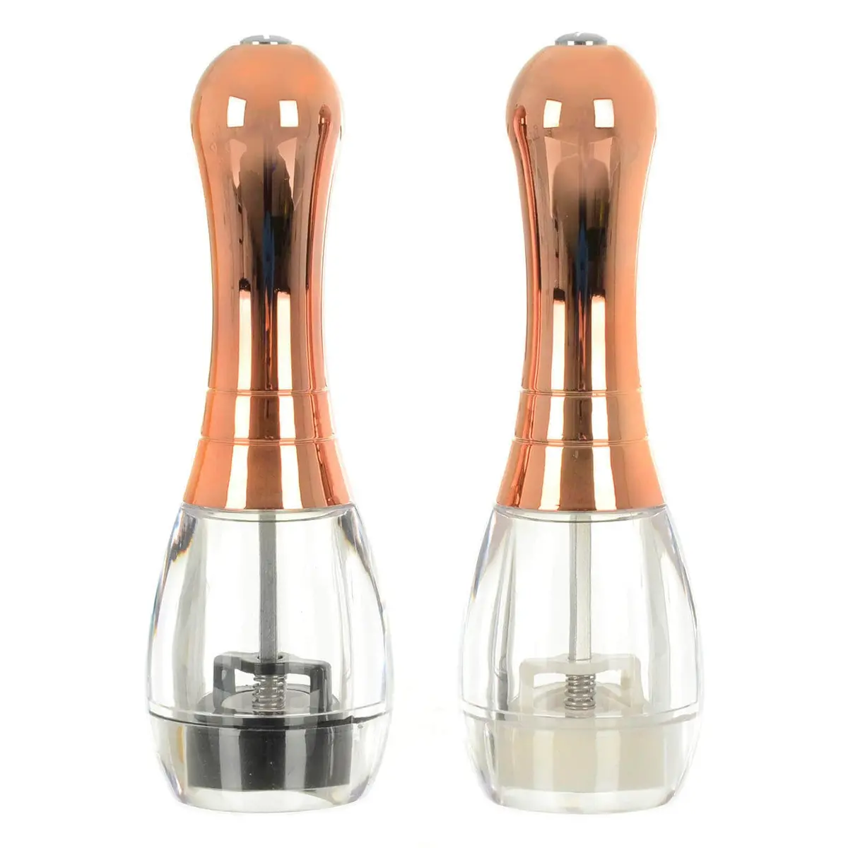 Skittle Shape Salt & Pepper Mill Set Grinders Rose Gold Handles 18Cm 1