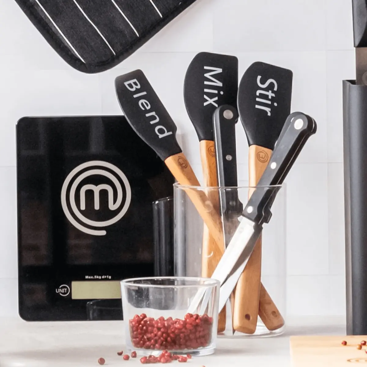 Masterchef 3 Piece Silicone Spatula Set Wooden Handles Baking 1