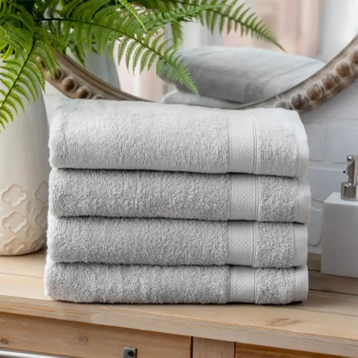 Welhome 4 Bath Towels Set Soft Quick Dry 100% Cotton Weight 434Gsm 1