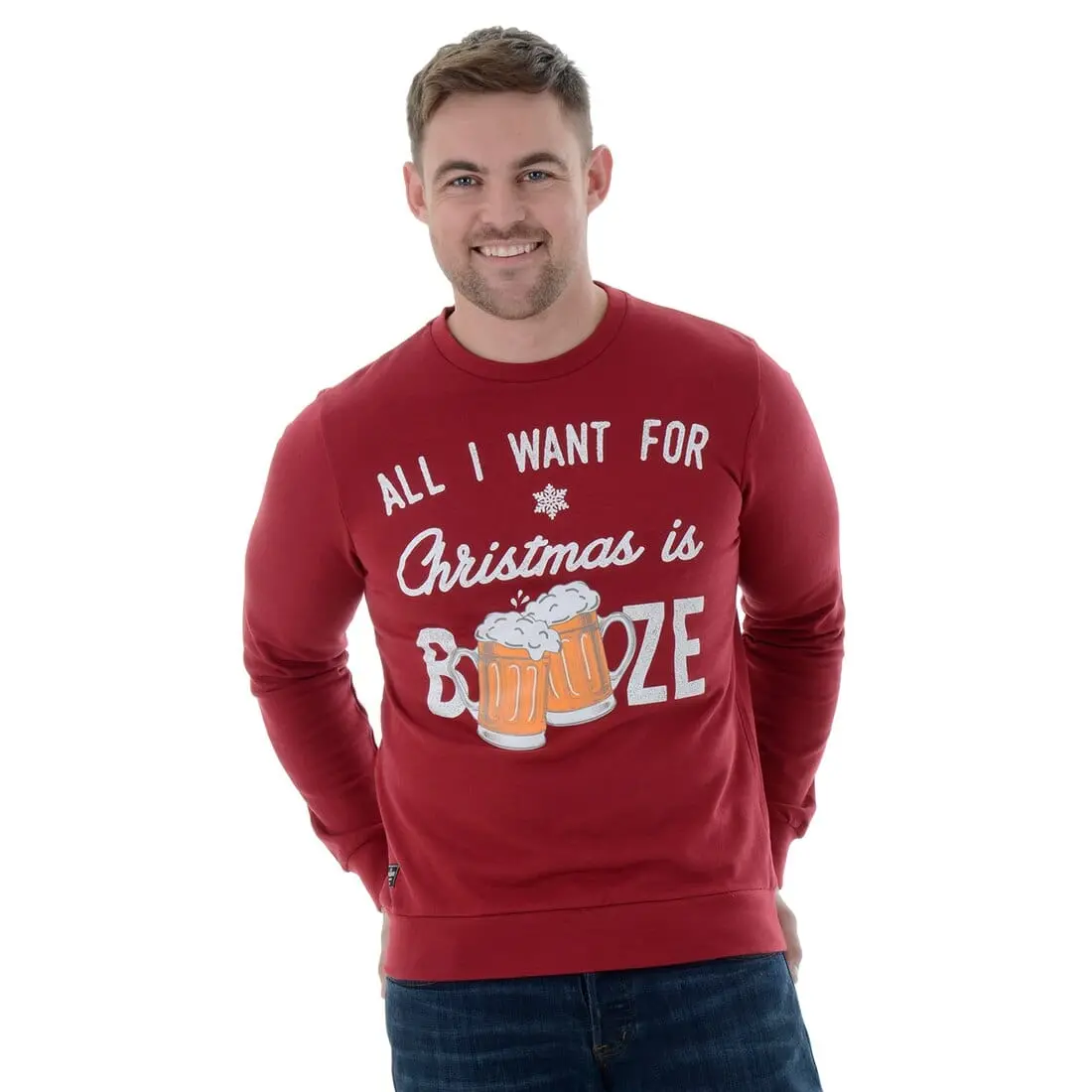 Funny Men's Christmas Sweater – Booze-Themed Holiday Jumper