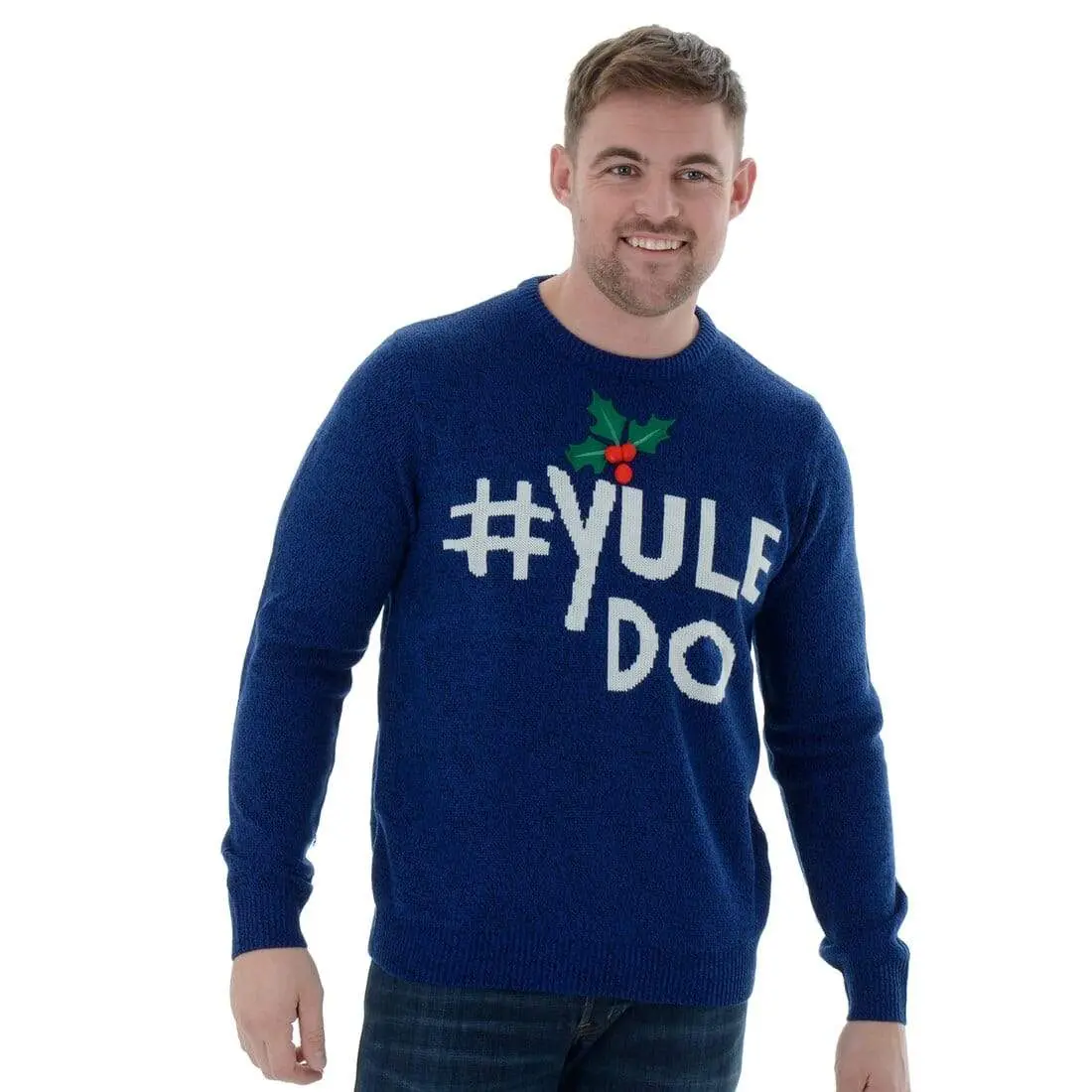 Mens Funny Novelty Knitted Blue Christmas Jumper #Yule Do 1