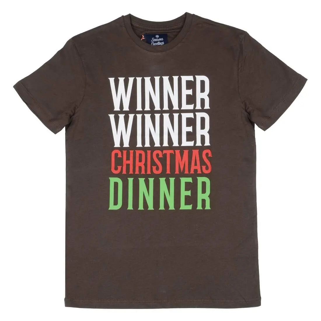 Mens Christmas T-Shirt Winner Dinner Fun Brown Xmas Top 1