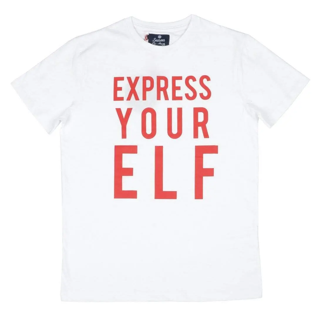 Mens Christmas T-Shirt White Express Your Elf Fun Xmas Top 1
