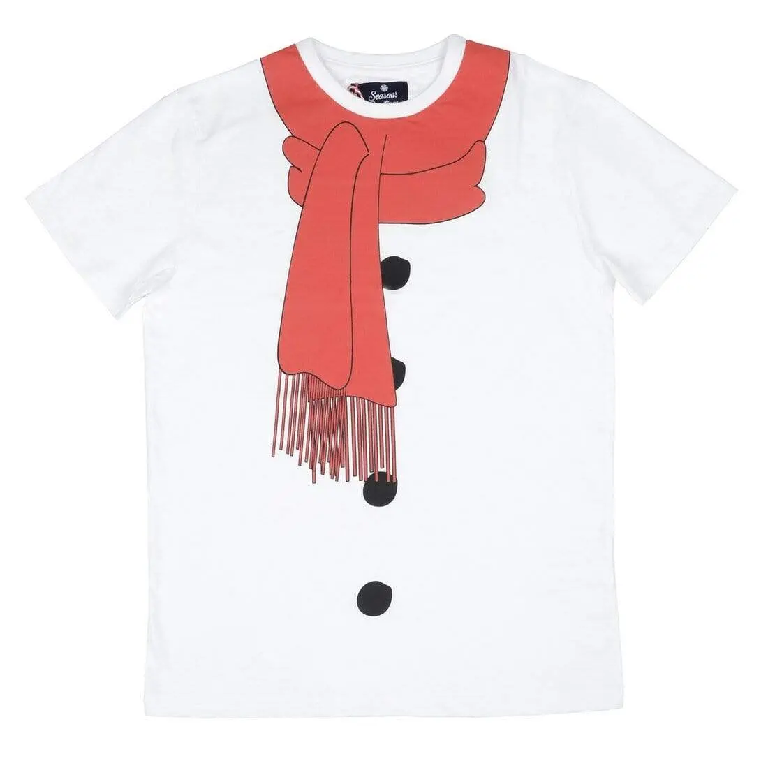 Mens Christmas T-Shirt Snowman Red Scarf White Fun Xmas Top 1