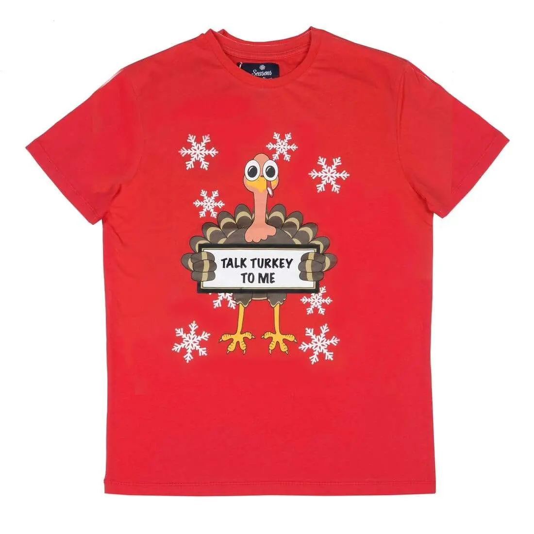 Mens Christmas T-Shirt Talk Turkey To Me Red Xmas Fun Top 1