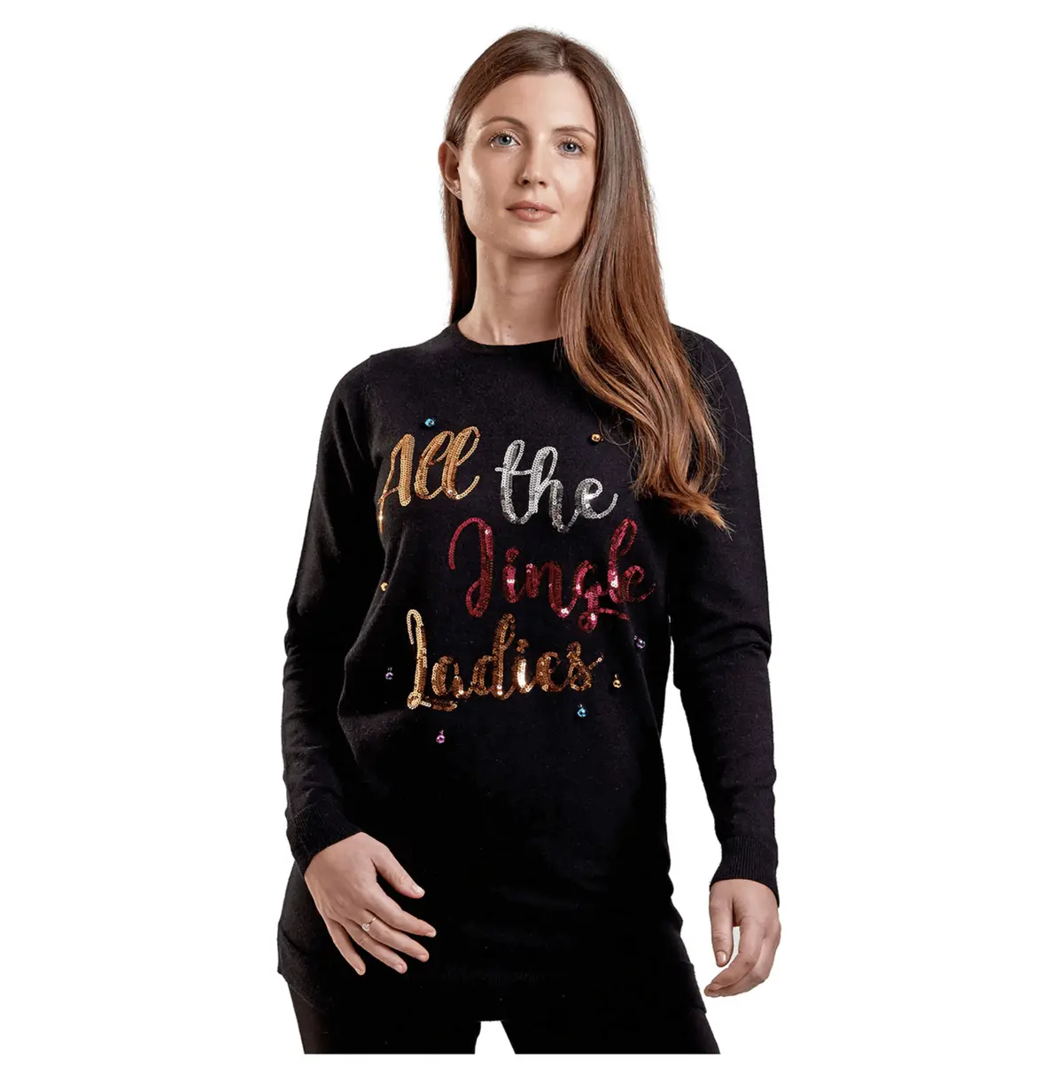Womens Christmas Tunic Jumper Jingle Ladies Colour Xmas Bells 1
