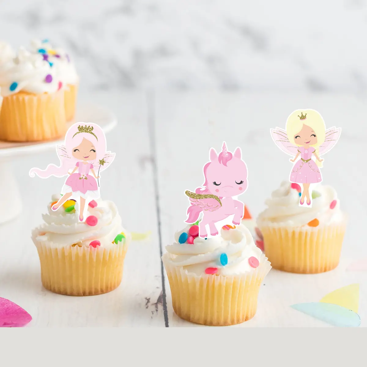 Fairy Princess Pre-Cut Edible Stand-Up Wafer Card Cupcake Toppers 1